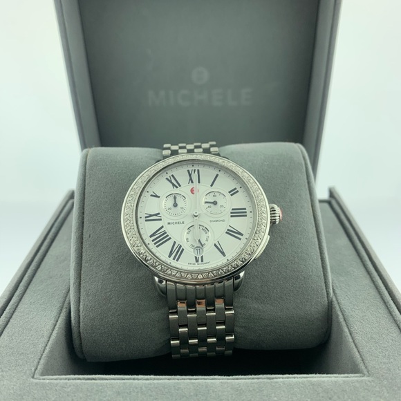 MICHELE Diamond Dial Round Face Chron .60ct Ladies